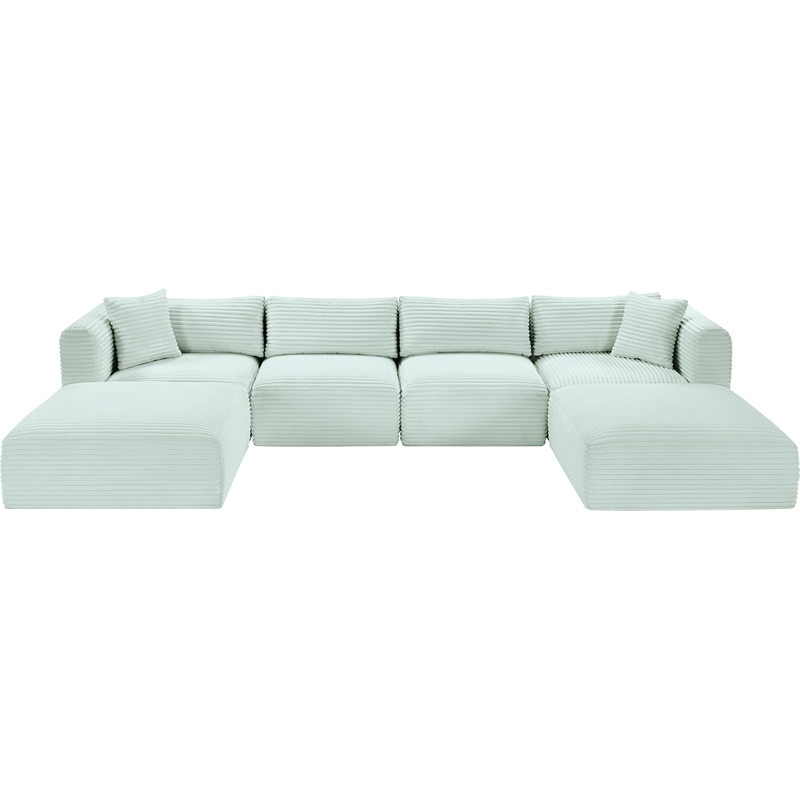 Meridian Furniture 6-Piece Mint Corduroy Performance Fabric Modular Sectional