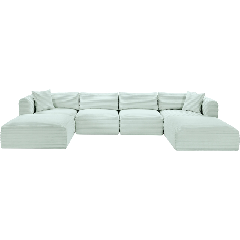 Meridian Furniture 6-Piece Mint Corduroy Performance Fabric Modular Sectional