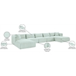 Meridian Furniture 6-Piece Mint Corduroy Performance Fabric Modular Sectional