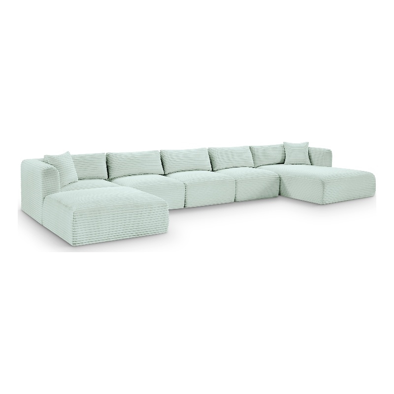 Meridian Furniture 6-Piece Mint Corduroy Performance Fabric Modular Sectional