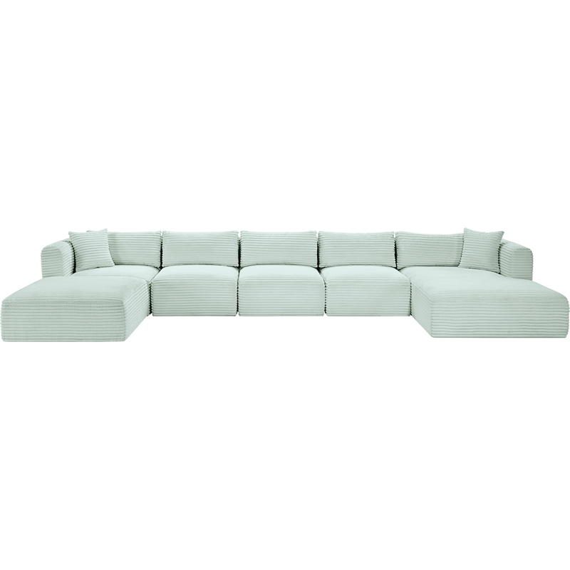 Meridian Furniture 6-Piece Mint Corduroy Performance Fabric Modular Sectional