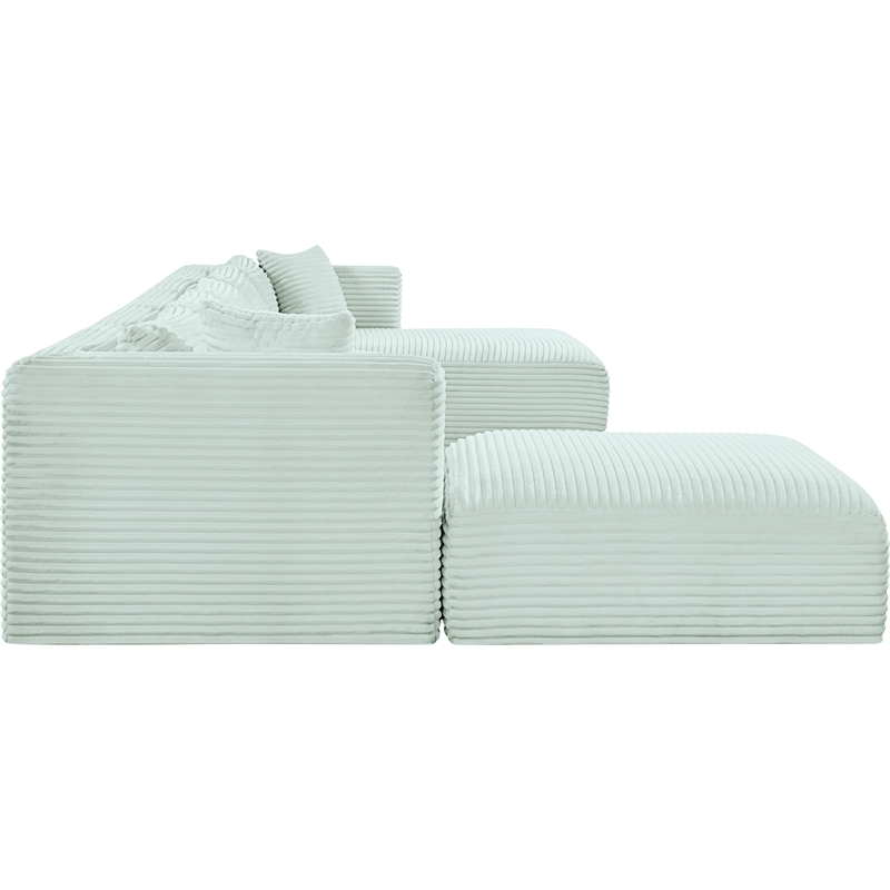 Meridian Furniture 6-Piece Mint Corduroy Performance Fabric Modular Sectional