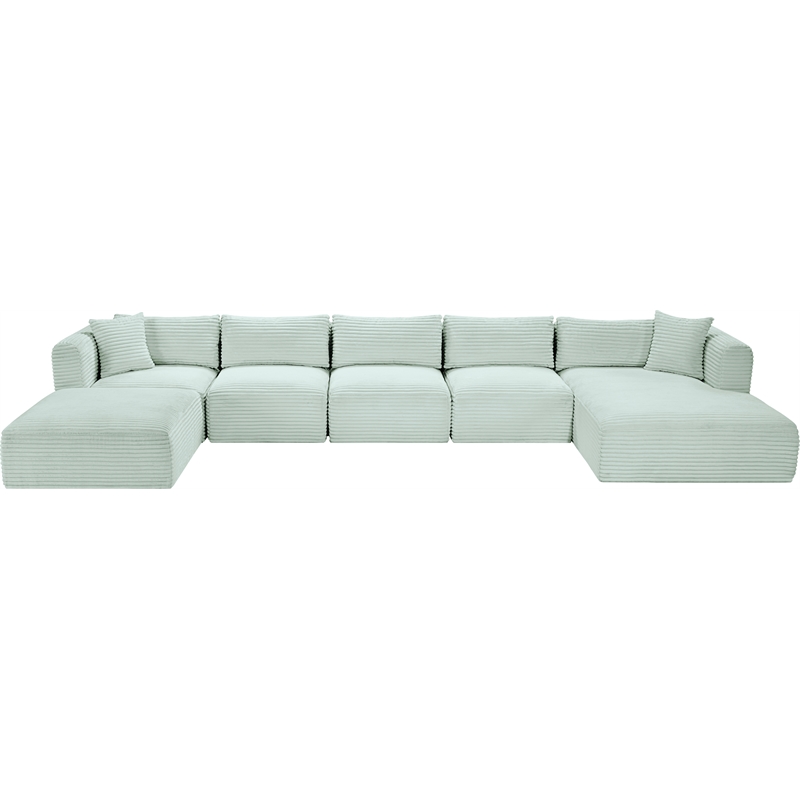 Meridian Furniture 6-Piece Mint Corduroy Performance Fabric Modular Sectional