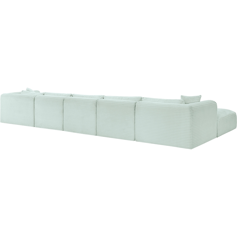 Meridian Furniture 6-Piece Mint Corduroy Performance Fabric Modular Sectional
