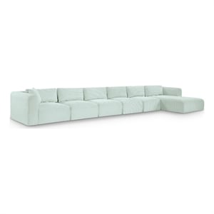 Meridian Furniture 6-Piece Mint Corduroy Performance Fabric Modular Sectional