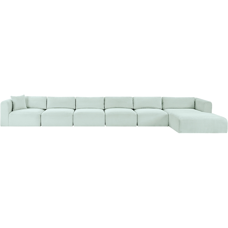 Meridian Furniture 6-Piece Mint Corduroy Performance Fabric Modular Sectional