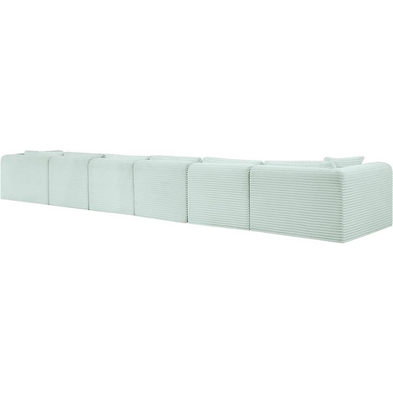 Meridian Furniture 6-Piece Mint Corduroy Performance Fabric Modular Sectional