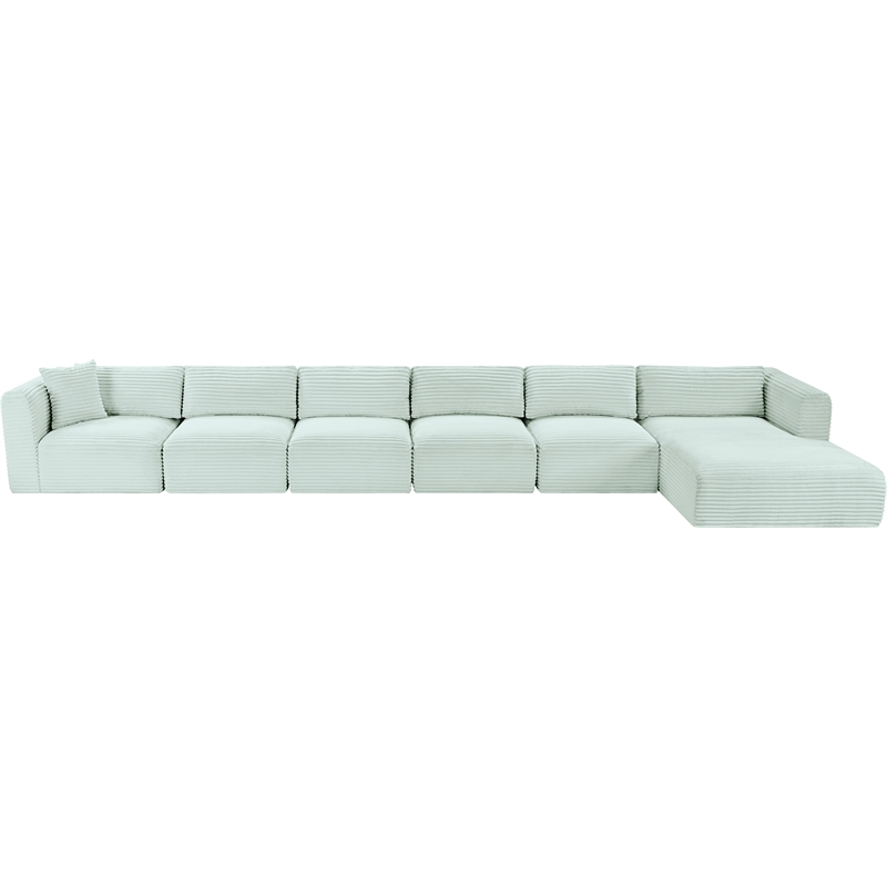 Meridian Furniture 6-Piece Mint Corduroy Performance Fabric Modular Sectional