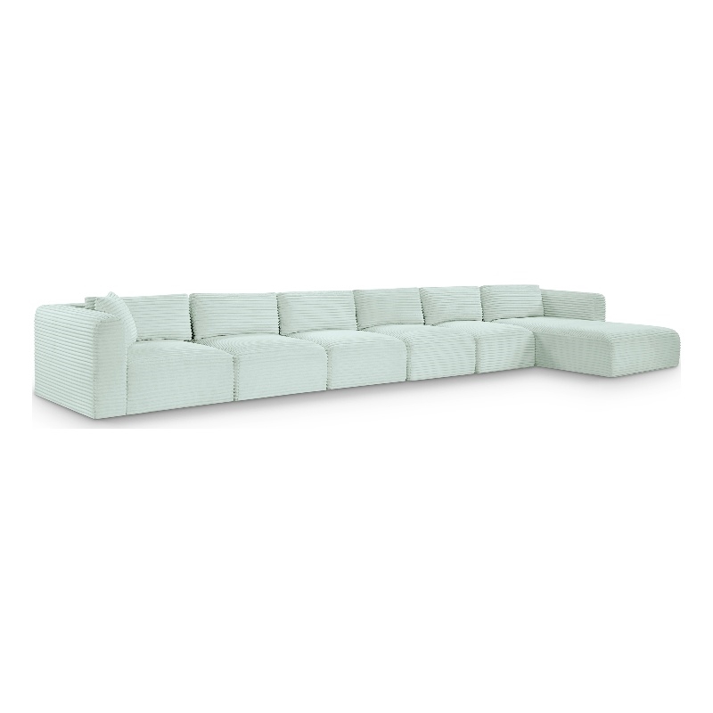 Meridian Furniture 6-Piece Mint Corduroy Performance Fabric Modular Sectional