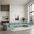 Meridian Furniture 7-Piece Mint Corduroy Performance Fabric Modular Sectional