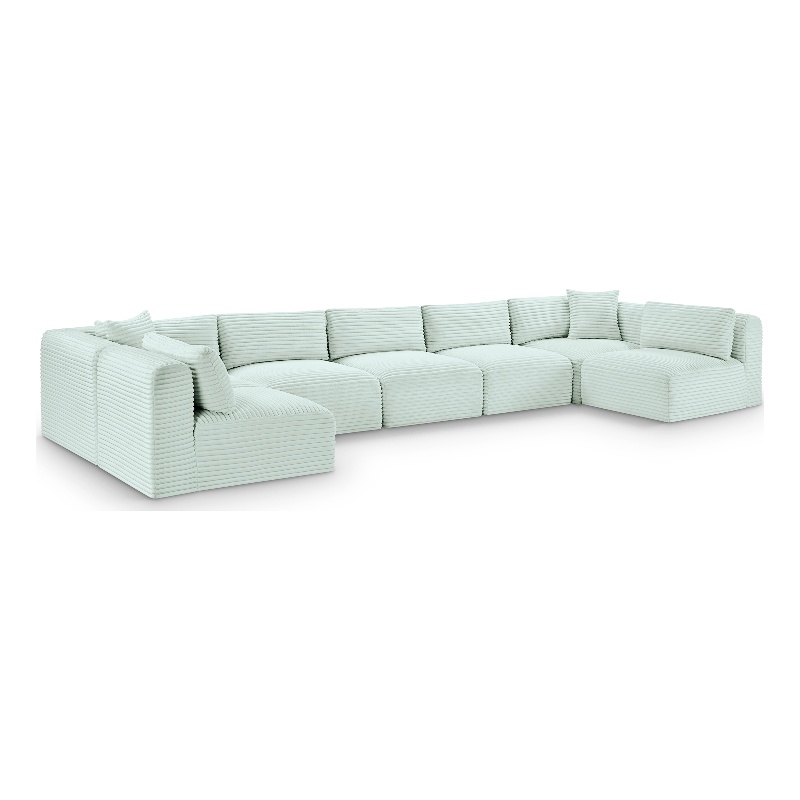 Meridian Furniture 7-Piece Mint Corduroy Performance Fabric Modular Sectional