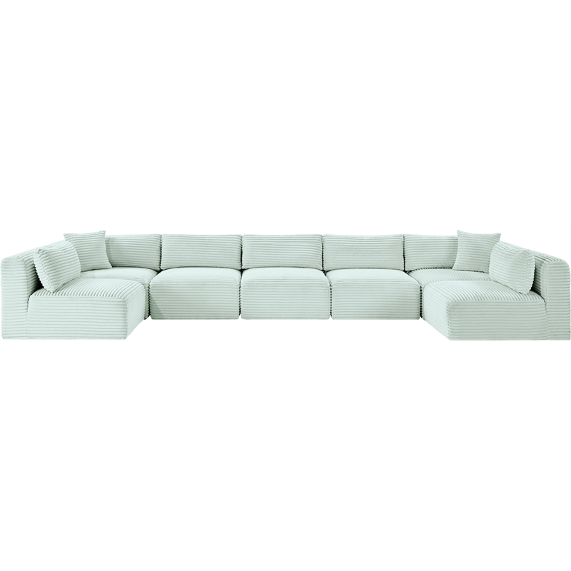 Meridian Furniture 7-Piece Mint Corduroy Performance Fabric Modular Sectional