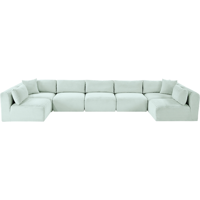 Meridian Furniture 7-Piece Mint Corduroy Performance Fabric Modular Sectional