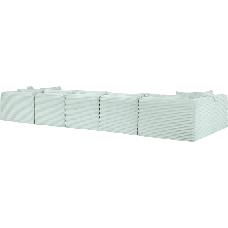 Meridian Furniture 7-Piece Mint Corduroy Performance Fabric Modular Sectional