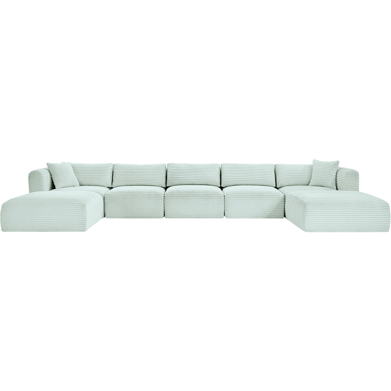 Meridian Furniture 7-Piece Mint Corduroy Performance Fabric Modular Sectional