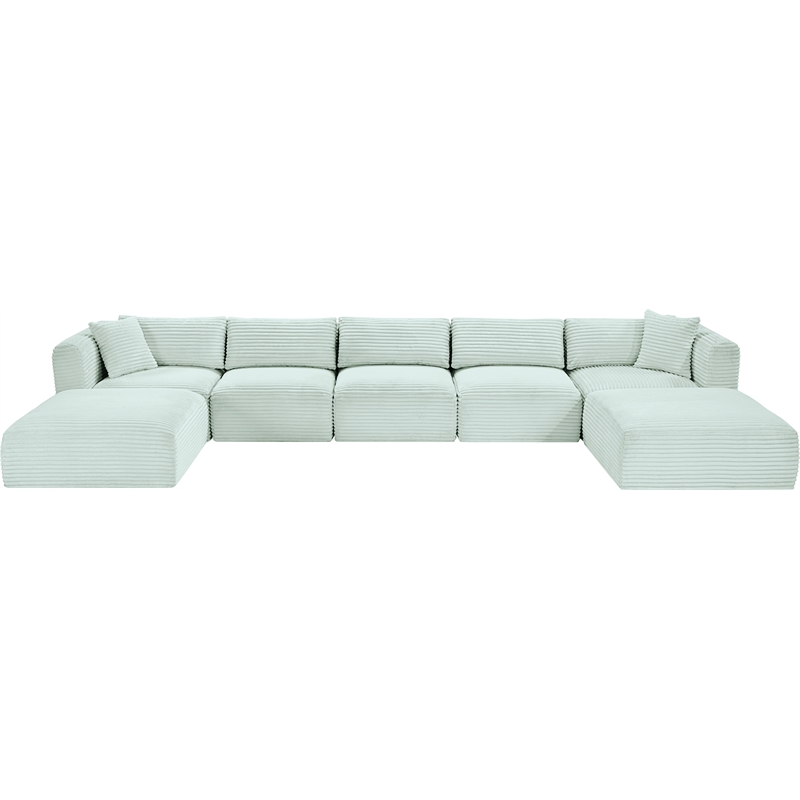 Meridian Furniture 7-Piece Mint Corduroy Performance Fabric Modular Sectional