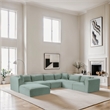 Meridian Furniture 7-Piece Mint Corduroy Performance Fabric Modular Sectional