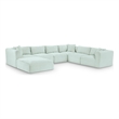 Meridian Furniture 7-Piece Mint Corduroy Performance Fabric Modular Sectional