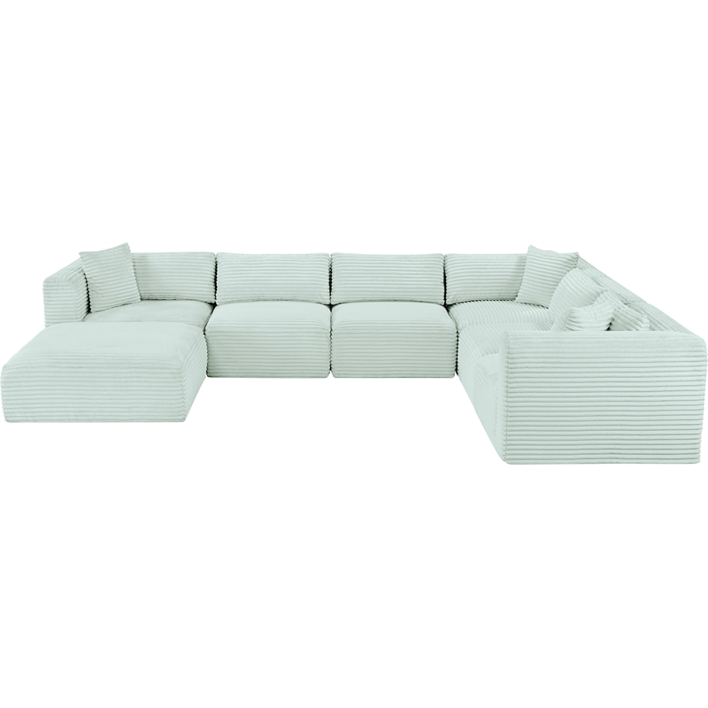 Meridian Furniture 7-Piece Mint Corduroy Performance Fabric Modular Sectional