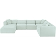 Meridian Furniture 7-Piece Mint Corduroy Performance Fabric Modular Sectional