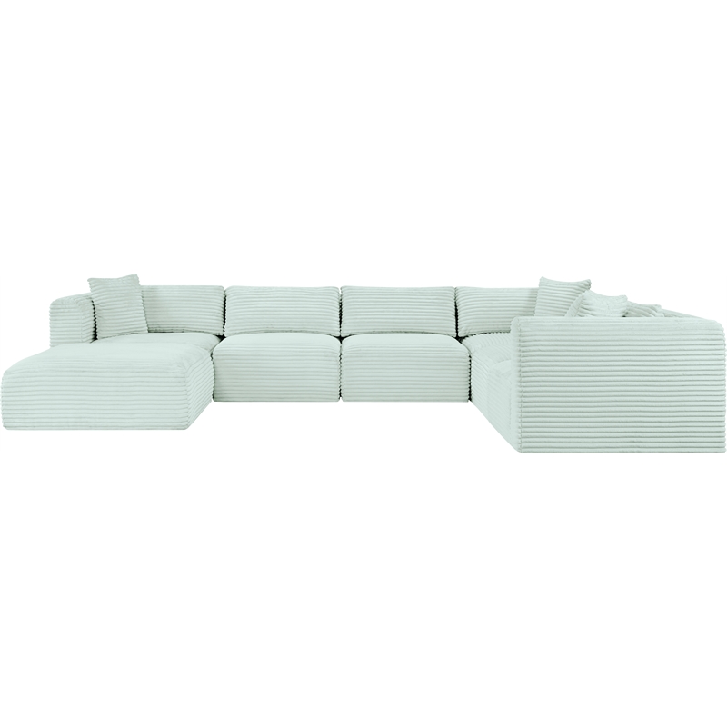 Meridian Furniture 7-Piece Mint Corduroy Performance Fabric Modular Sectional