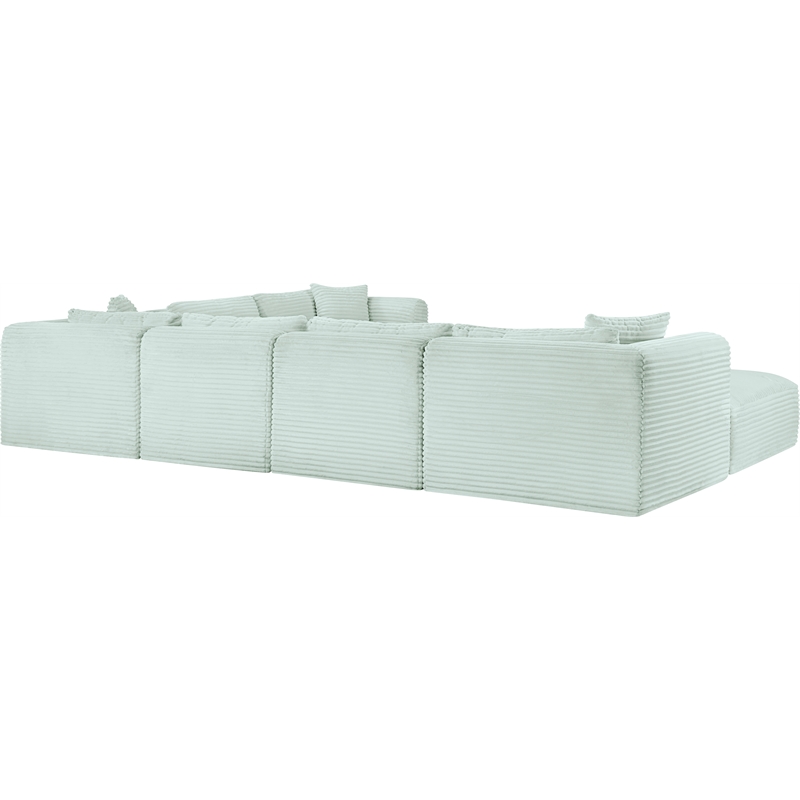 Meridian Furniture 7-Piece Mint Corduroy Performance Fabric Modular Sectional