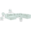 Meridian Furniture 7-Piece Mint Corduroy Performance Fabric Modular Sectional