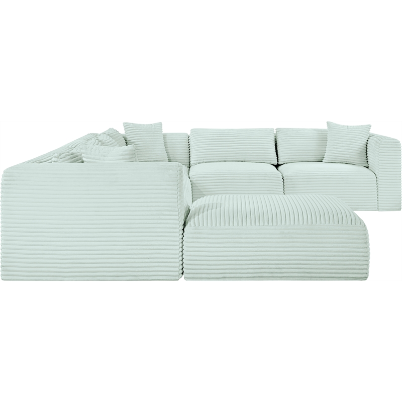 Meridian Furniture 7-Piece Mint Corduroy Performance Fabric Modular Sectional