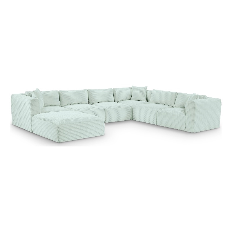 Meridian Furniture 7-Piece Mint Corduroy Performance Fabric Modular Sectional
