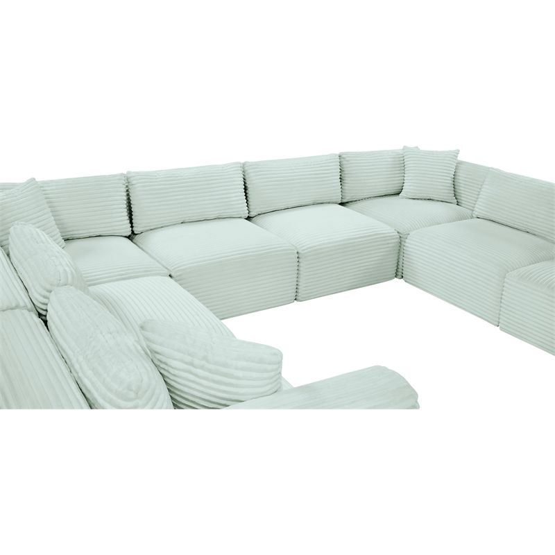 Meridian Furniture 8-Piece Mint Corduroy Performance Fabric Modular Sectional