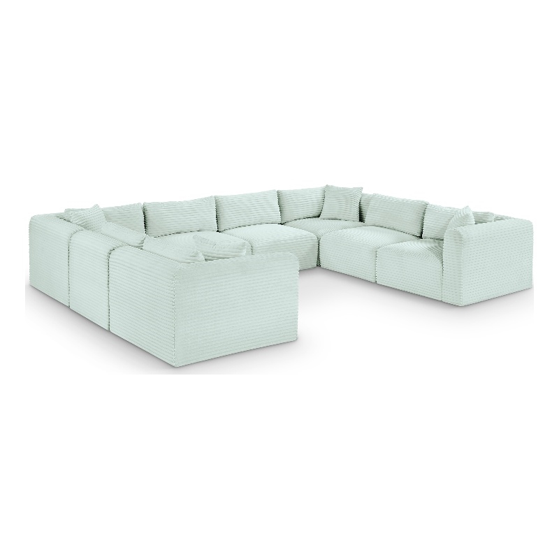 Meridian Furniture 8-Piece Mint Corduroy Performance Fabric Modular Sectional