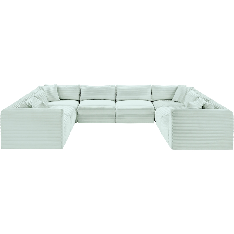 Meridian Furniture 8-Piece Mint Corduroy Performance Fabric Modular Sectional