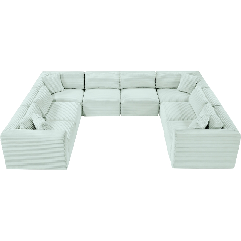 Meridian Furniture 8-Piece Mint Corduroy Performance Fabric Modular Sectional