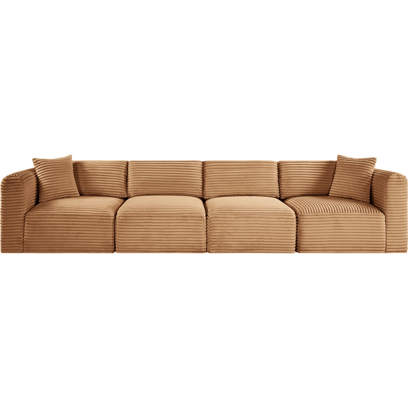 Meridian Furniture 4-Piece Saddle Corduroy Performance Fabric Modular Sofa