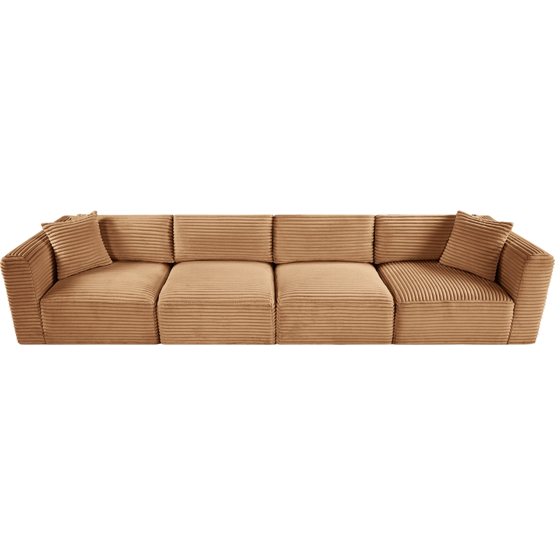 Meridian Furniture 4-Piece Saddle Corduroy Performance Fabric Modular Sofa