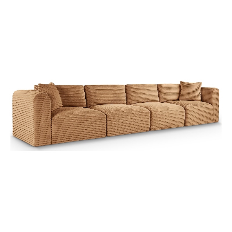 Meridian Furniture 4-Piece Saddle Corduroy Performance Fabric Modular Sofa