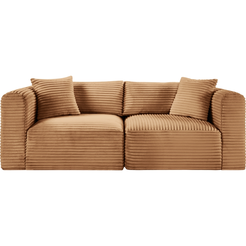 Meridian Furniture 2-Piece Saddle Corduroy Performance Fabric Modular Sofa
