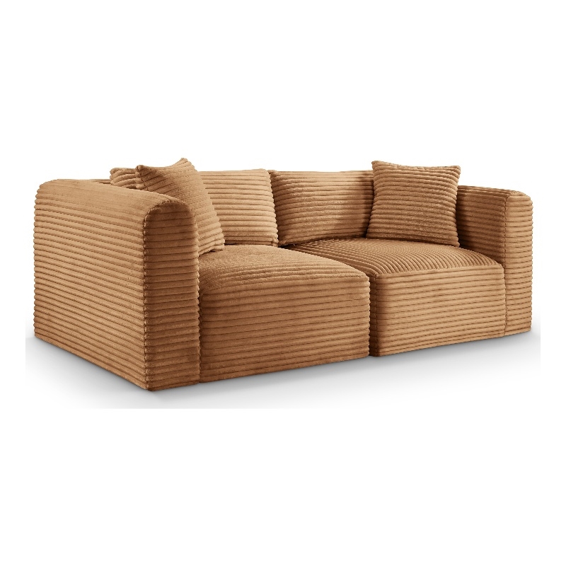 Meridian Furniture 2-Piece Saddle Corduroy Performance Fabric Modular Sofa