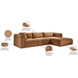 Meridian Furniture 3-Piece Saddle Corduroy Performance Fabric Modular Sectional