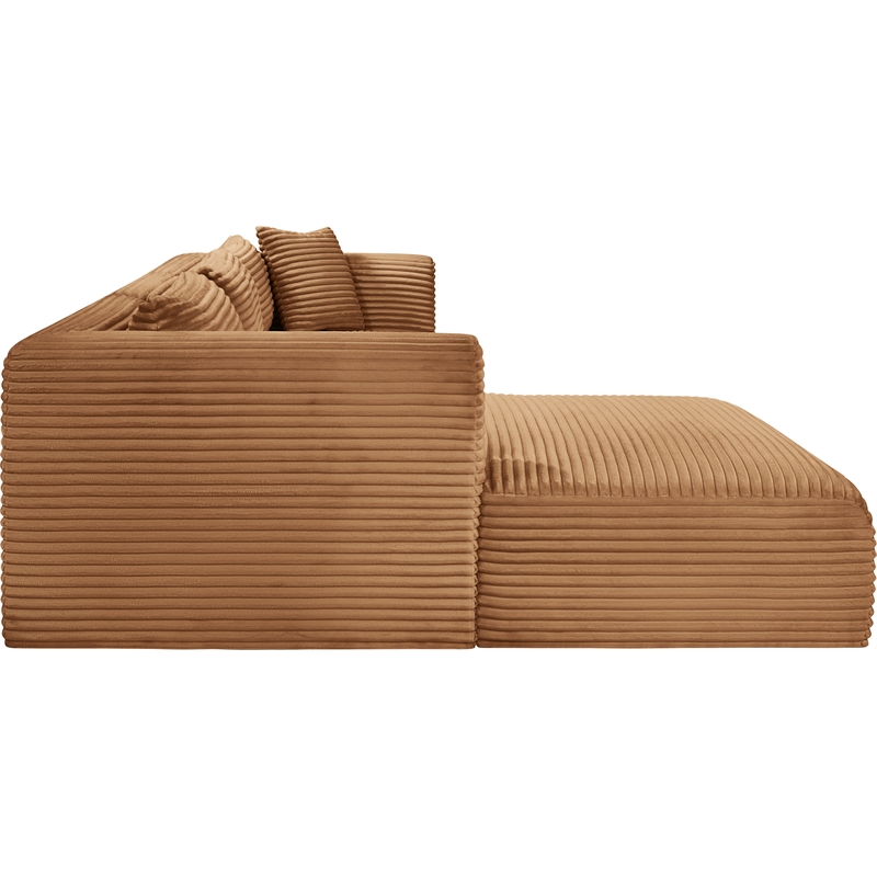 Meridian Furniture 3-Piece Saddle Corduroy Performance Fabric Modular Sectional