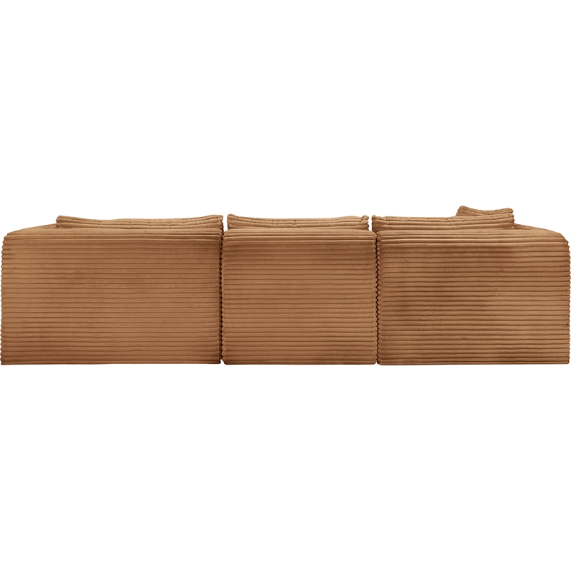 Meridian Furniture 3-Piece Saddle Corduroy Performance Fabric Modular Sectional