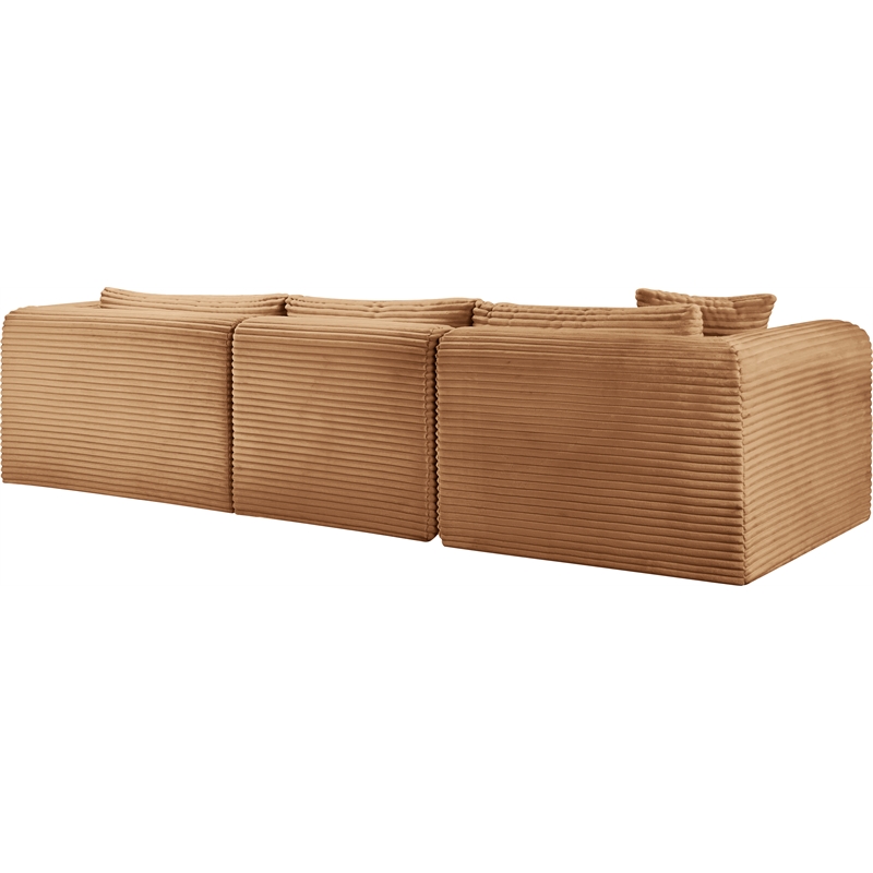 Meridian Furniture 3-Piece Saddle Corduroy Performance Fabric Modular Sectional