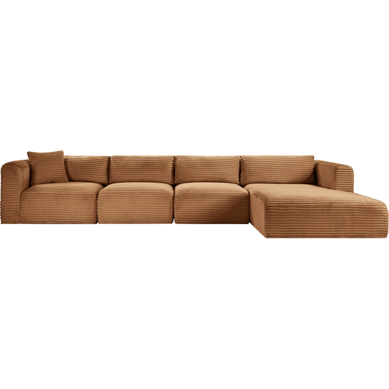 Meridian Furniture 4-Piece Saddle Corduroy Performance Fabric Modular Sectional