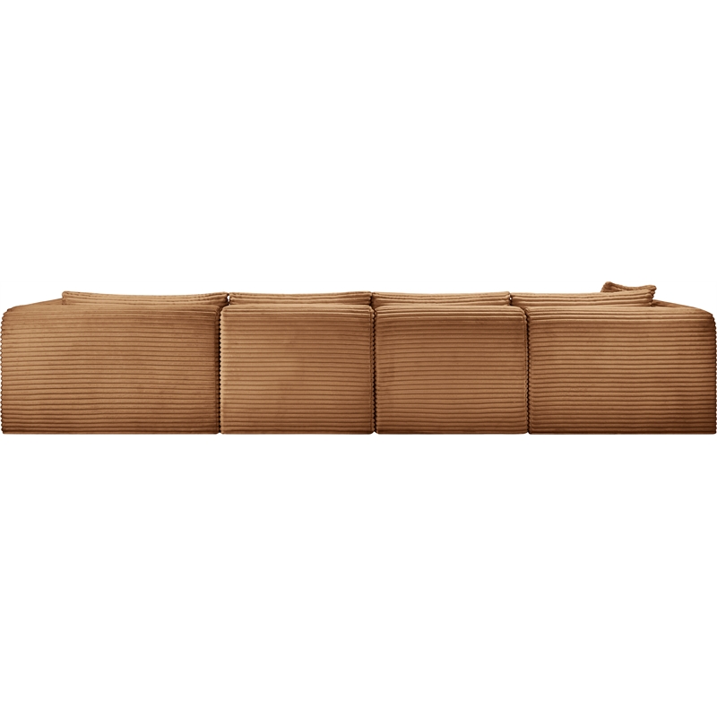 Meridian Furniture 4-Piece Saddle Corduroy Performance Fabric Modular Sectional