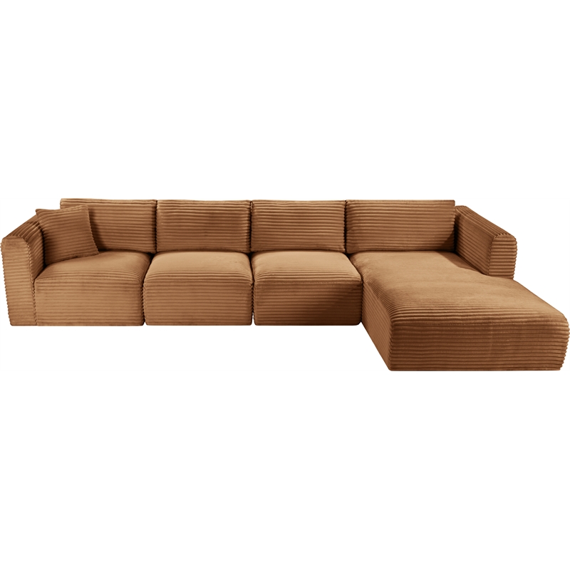 Meridian Furniture 4-Piece Saddle Corduroy Performance Fabric Modular Sectional