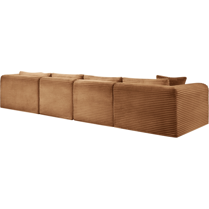 Meridian Furniture 4-Piece Saddle Corduroy Performance Fabric Modular Sectional