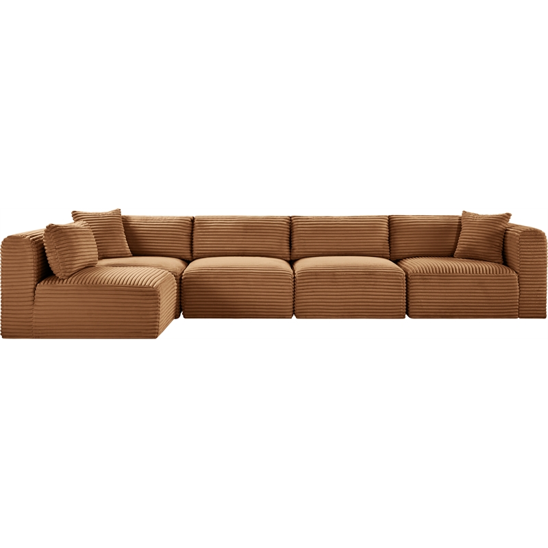 Meridian Furniture 5-Piece Saddle Corduroy Performance Fabric Modular Sectional