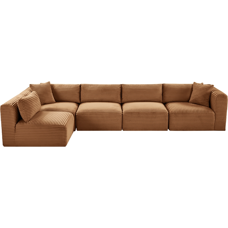 Meridian Furniture 5-Piece Saddle Corduroy Performance Fabric Modular Sectional