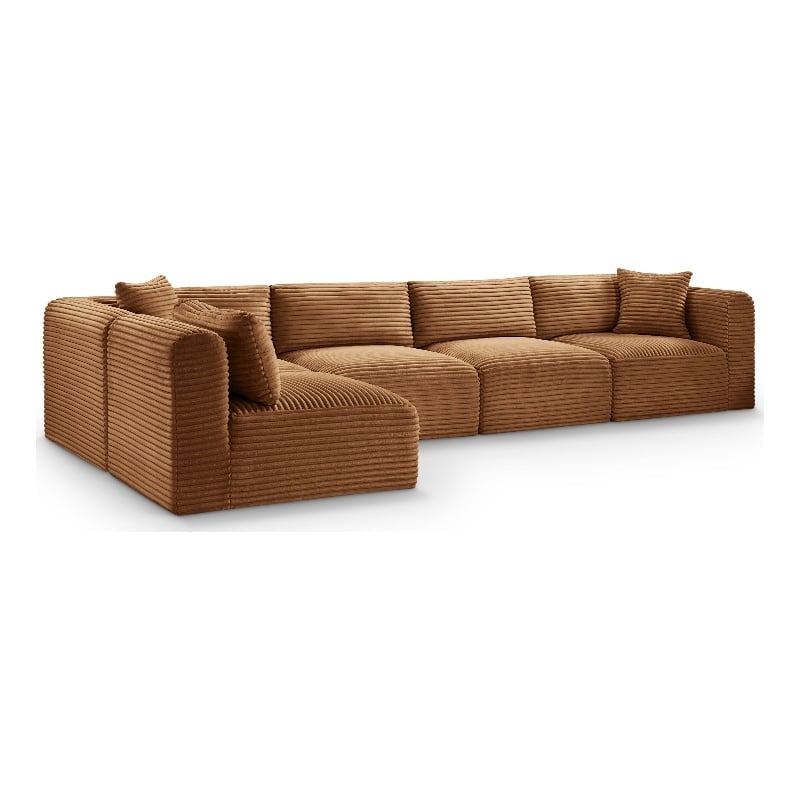 Meridian Furniture 5-Piece Saddle Corduroy Performance Fabric Modular Sectional