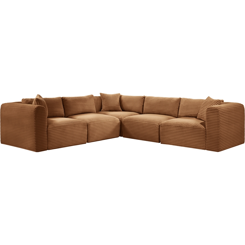 Meridian Furniture 5-Piece Saddle Corduroy Performance Fabric Modular Sectional